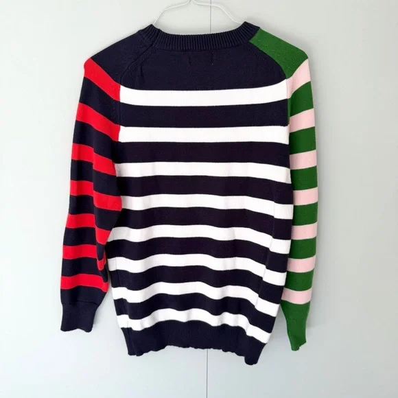 OXKNIT Women's 1960s Retro Colorblock Stripes Crewneck Casual Knit Sweater - Picture 4 of 5
